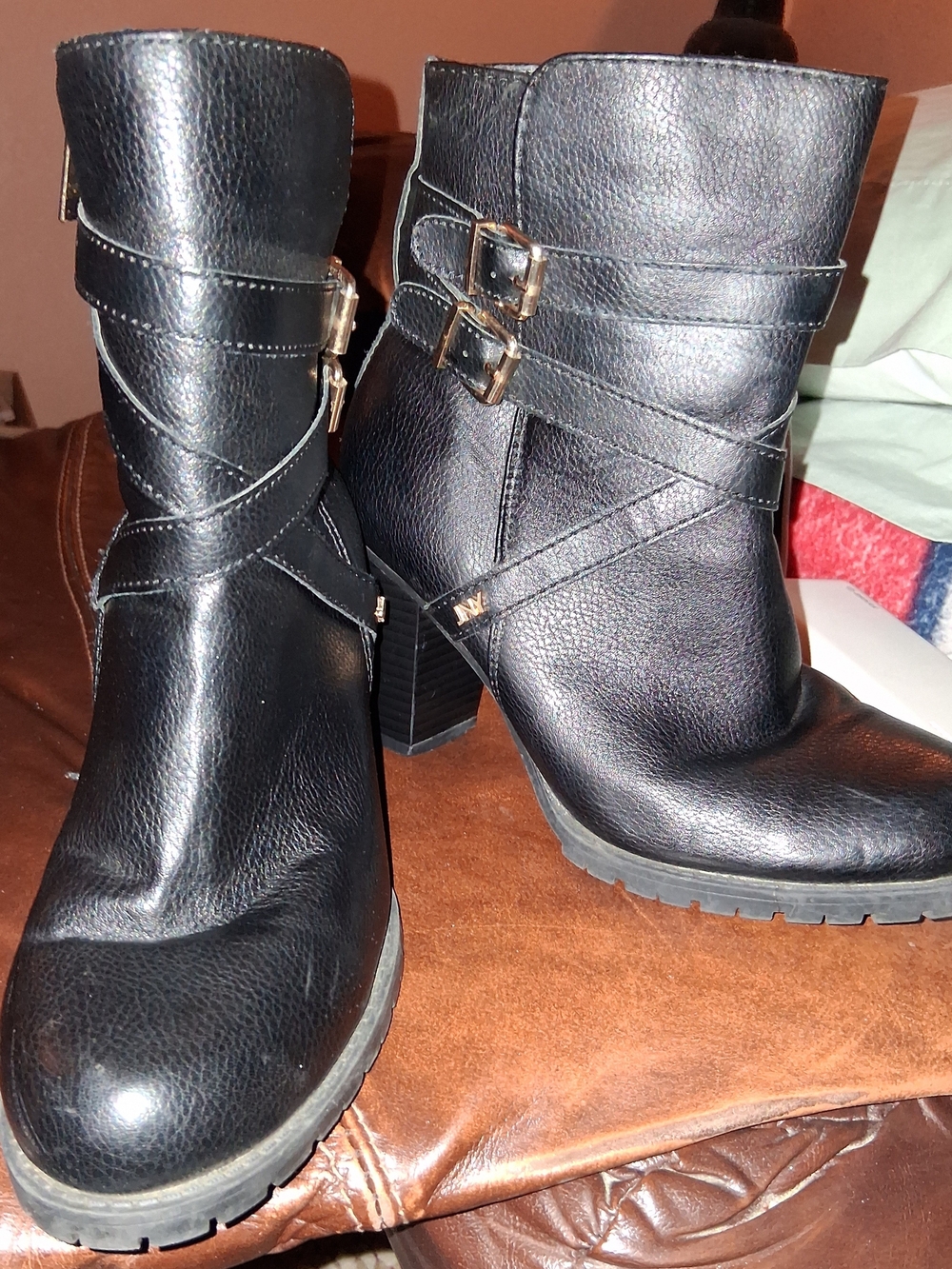 New York & Co Black Strappy Buckle Ankle Boots Size 7